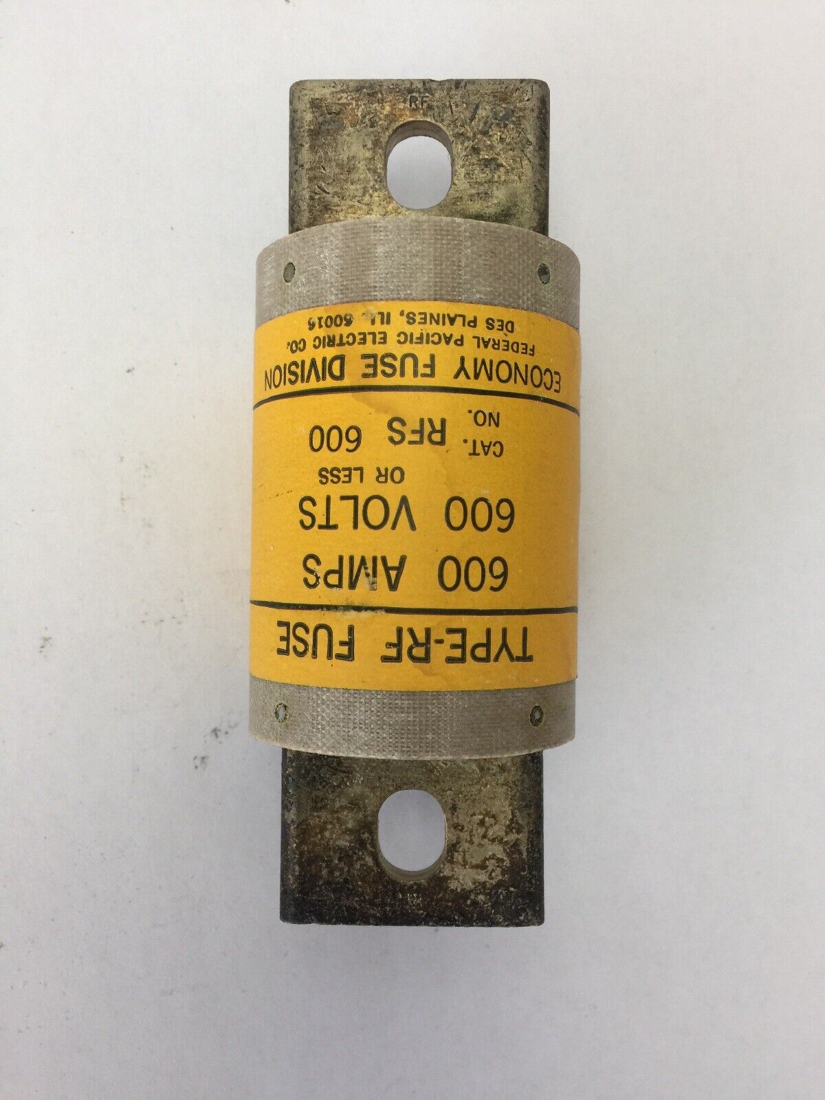 ECONOMY FUSE RFS 600 TYPE-RF FUSE 600 AMP 600 VOLTS FEDERAL PACIFIC ELECTRIC