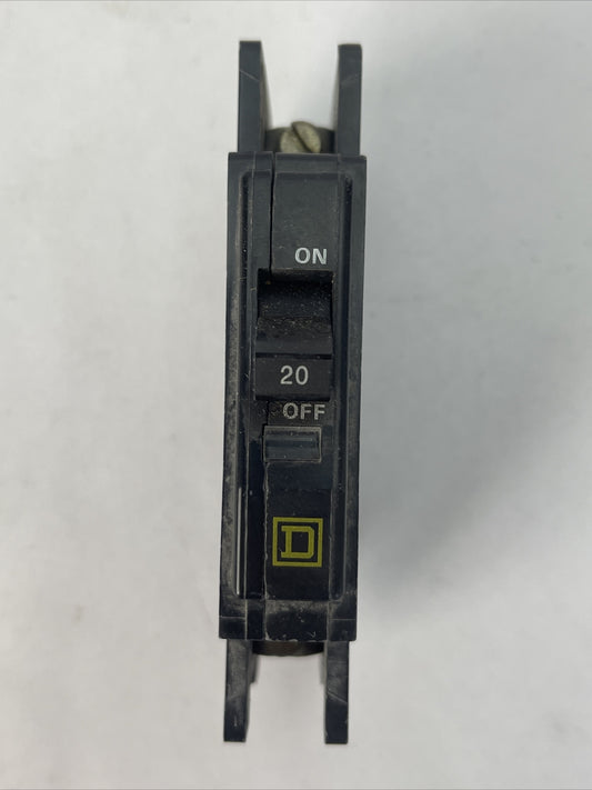 SQUARE D QOU120 CIRCUIT BREAKER 1POLE 20AMP 120/240VAC HACR TYPE YELLOW D
