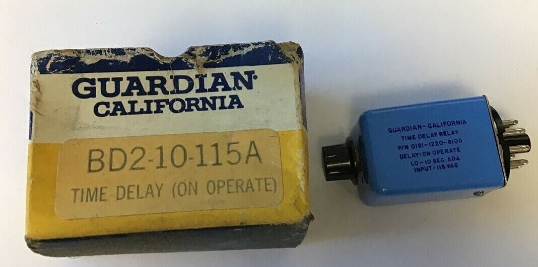 GUARDIAN 0121-1220-6100 TIME DELAY RELAY 1.0-10SEC 115VAC BD2-10-115A