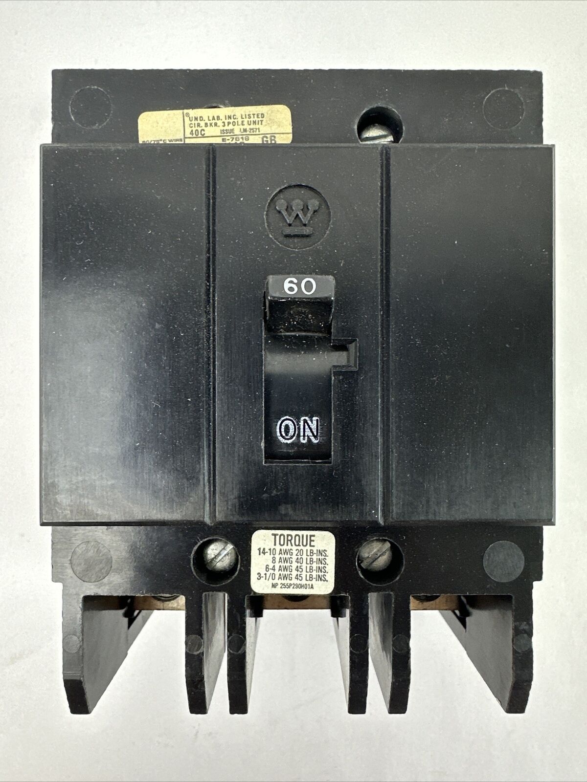 WESTINGHOUSE GB3060 CIRCUIT BREAKER 3POLE 60AMP 240VAC