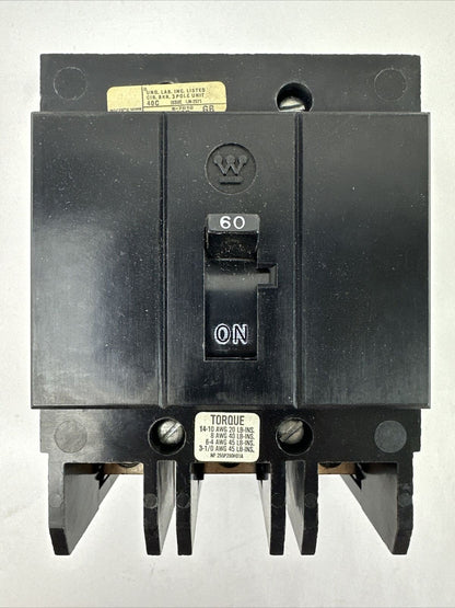 WESTINGHOUSE GB3060 CIRCUIT BREAKER 3POLE 60AMP 240VAC