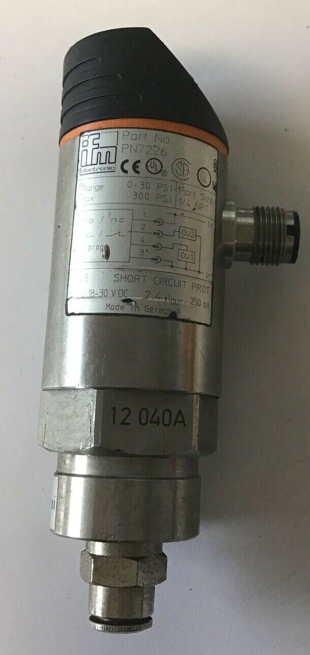 IFM PN7226 PRESSURE SENSOR 300PSI 1/4NPT 30VDC