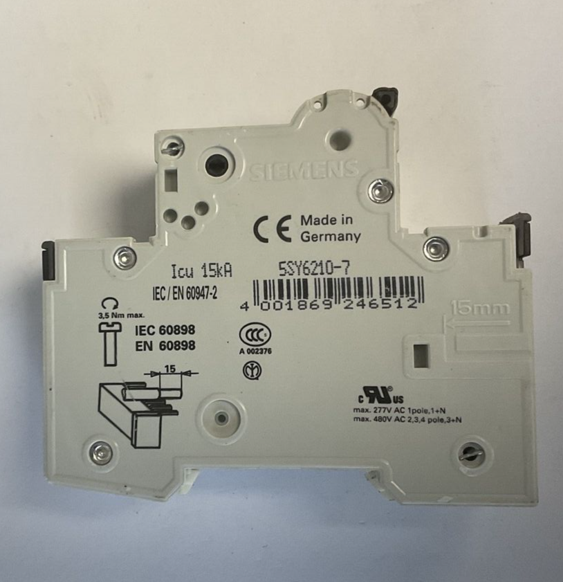 SIEMENS 5SY62 CIRCUIT BREAKER MCB C10 400VAC 15KA 5SY6210-7