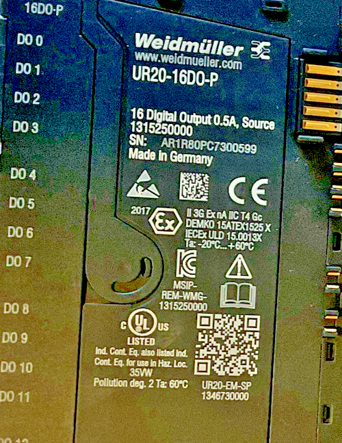 WEIDMULLER UR20-16D0-P DIGITAL OUTPUT MODULE 24VDC ****LOTOF4****