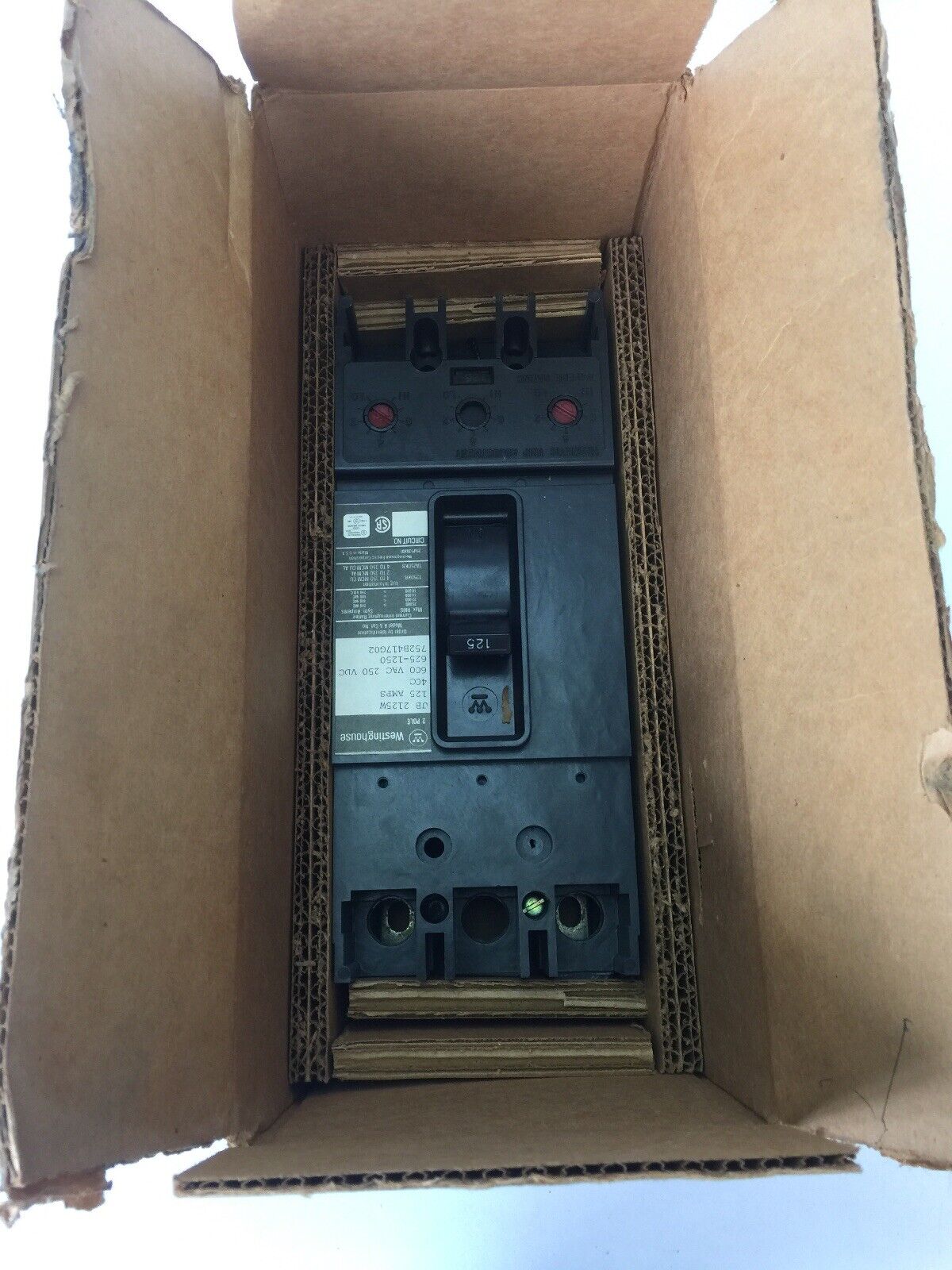 WESTINGHOUSE JB2125W AB DEION CIRCUIT BREAKER 125A 600VAC 250VDC 2 POLE