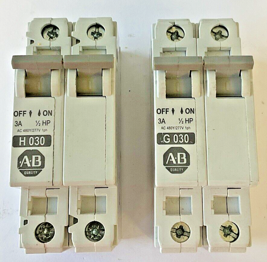 ALLEN BRADLEY 1492-CB2 H 030 / G 030 CIRCUIT BREAKER 3A 2POLE SER.C ***LOTOF2***