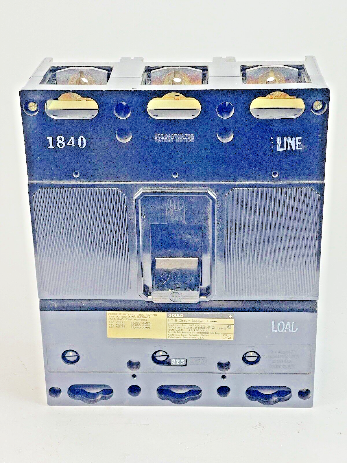 ITE/ GOULD/ SIEMENS - JL3-B225 -CIRCUIT BREAKER-225 A, 600 VAC, 3 POLE, 225 TRIP