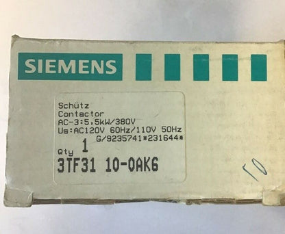 SIEMENS 3TF31 10-0AK6 CONTACTOR  380V