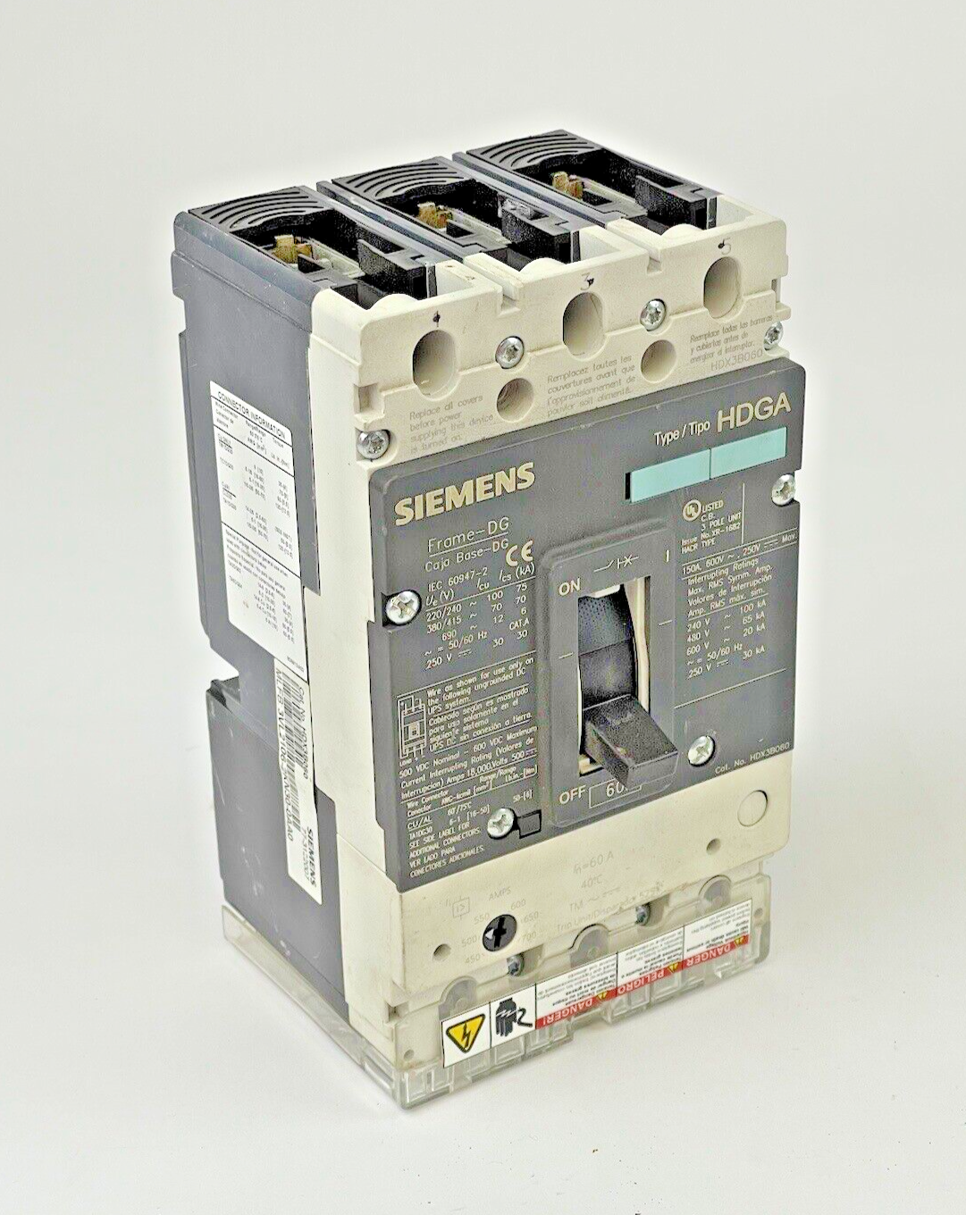 SIEMENS - HDX3B060 -CIRCUIT BREAKER-60 A, 600 VAC, FRAME-DG, 3VL2106-2KN30-0AA0