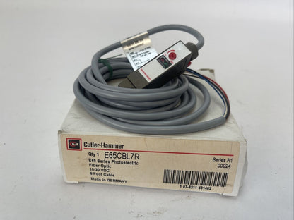 CUTLER HAMMER E65CBL7R E 65 SERIES PHOTOELECTRIC FIBER OPTIC 10-30VDC SER A1 6FT