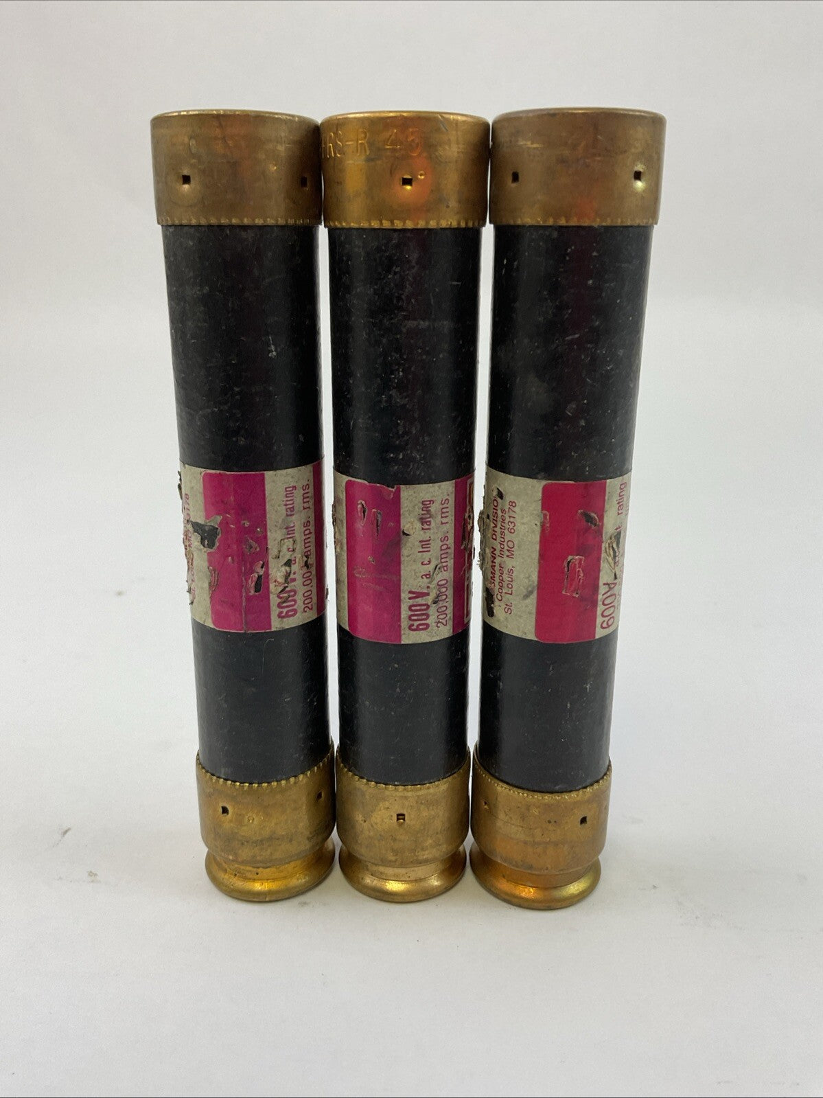 FUSETRON FRS-R-45 DUAL-ELEMENT TIME DELAY CURRENT LIMITING 600VAC 45A (LOT OF 3)