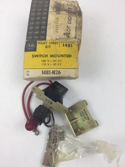 ALLEN BRADLEY 1481-N26 PILOT LIGHT KIT SWITCH MOUNT 120V 60HZ 110V 50HZ