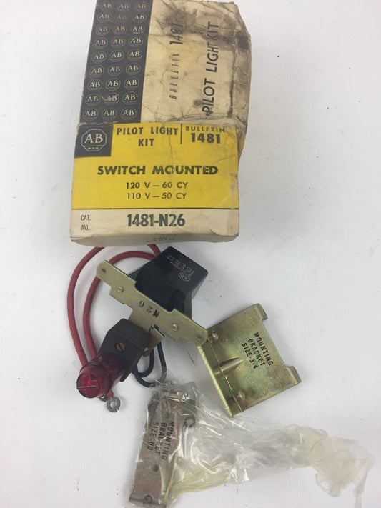ALLEN BRADLEY 1481-N26 PILOT LIGHT KIT SWITCH MOUNT 120V 60HZ 110V 50HZ