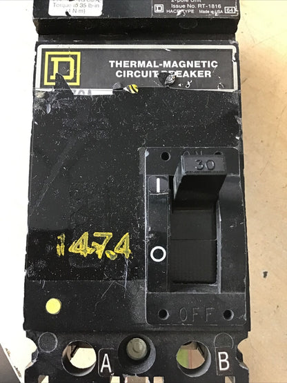 SQUARE D FA22030AB CIRCUIT BREAKER 30AMP SER.2 240VAC/250VDC