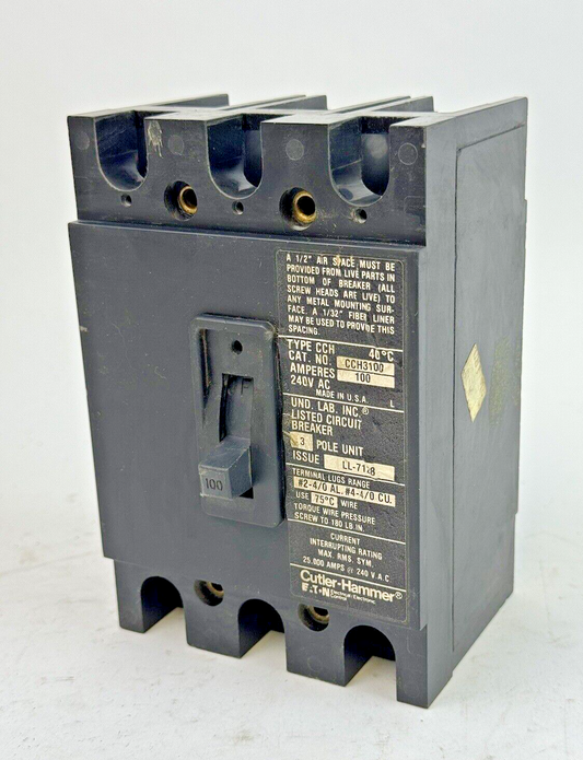 CUTLER-HAMMER / EATON - CCH3100 - CIRCUIT BREAKER - 100A/ 240 VAC/ 3 POLE