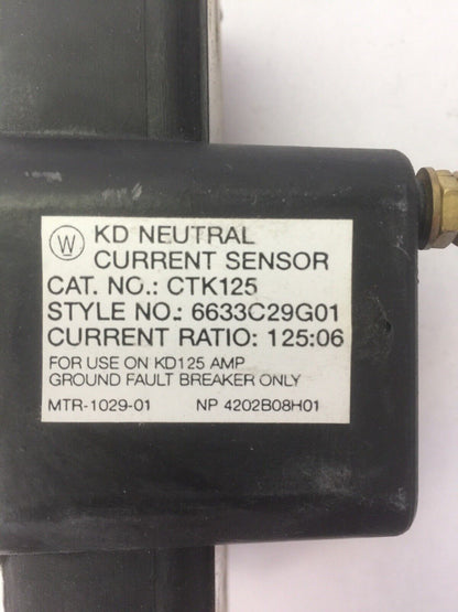 WESTINGHOUSE CTK125 6633C29G01 NUETRAL CURRENT SENSOR FOR USE ON KD125 AMP