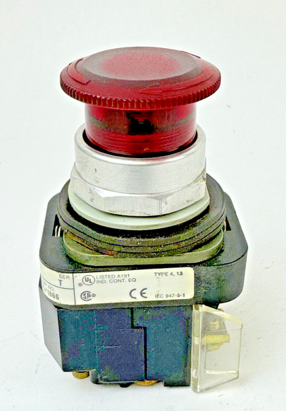 ALLEN-BRADLEY - 800T-FXP16 A1 SER. T - RED MUSHROOM PUSH/PULL BUTTON W/ 800T-XA1