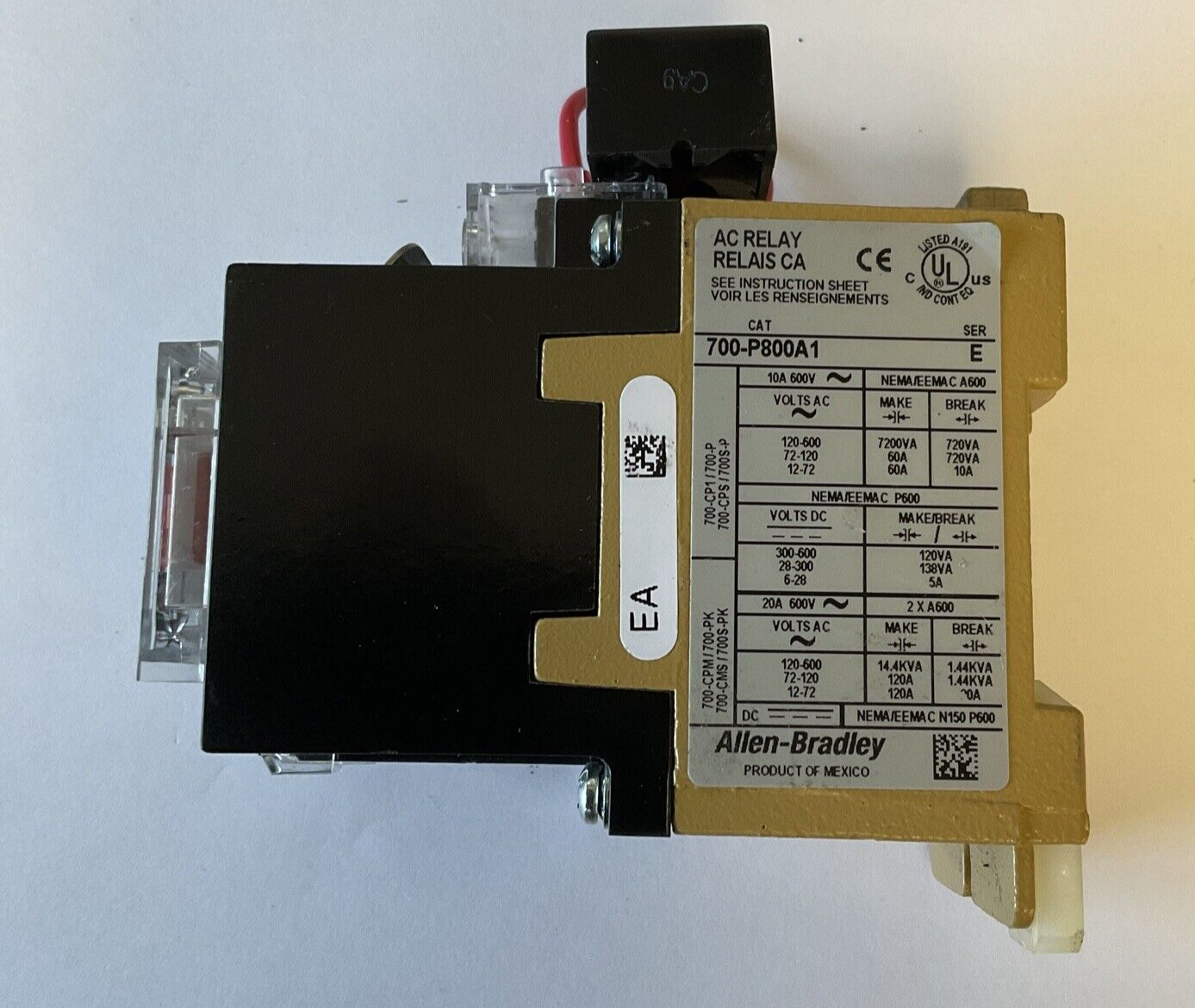 ALLEN BRADLEY 700-P800A1 AC RELAY SER.E 600VAC 10A TYPE P
