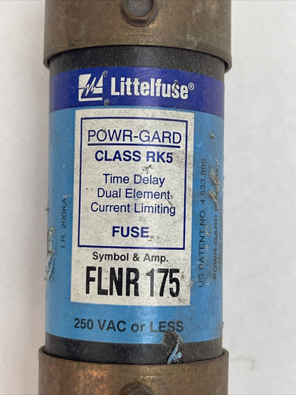 LITTELFUSE FLNR175 POWR-GARD DUAL ELEMENT TIME DELAY CLASS RK5 175A 250VAC FUSE