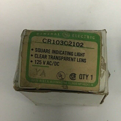 GE CR103C2102 SQUARE INDICATING LIGHT CLEAR LENS 125VAC/DC