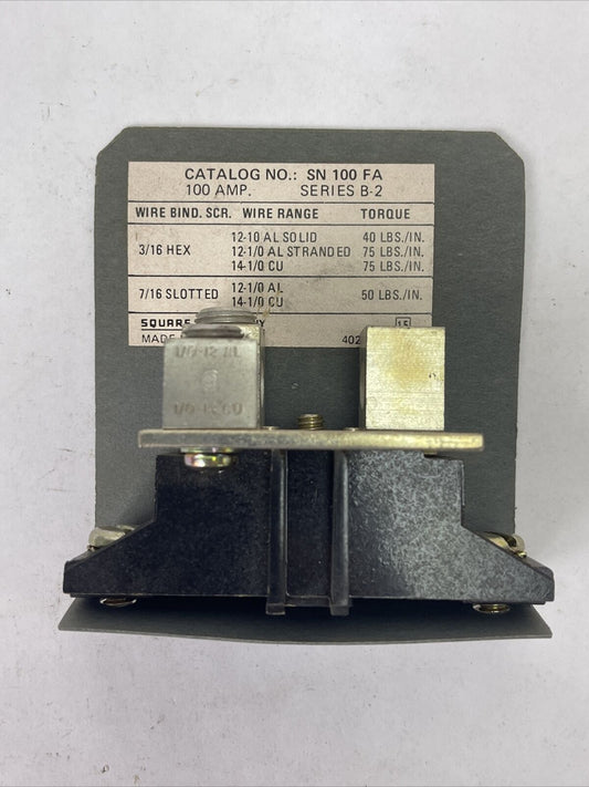SQUARE D SN100FA,SER.B2 GROUNDABLE NEUTRAL ASSEMBLY,100A, 277/480VAC,125/250VDC,