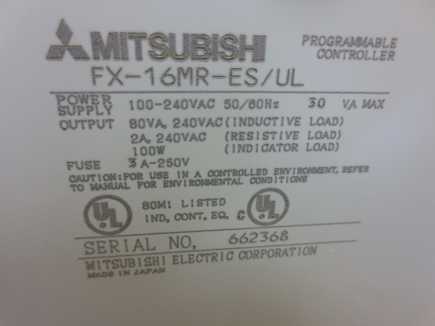 MITSUBISHI MELSEC FX-16MR-ES/UL PROGRAMMABLE CONTROLLER - SHIPS from U.S.