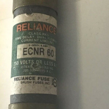 RELIANCE ECNR 60 TIME DELAY FUSE  RK5 250VAC 60A CURRENT LIMITING ***LOTOF12***