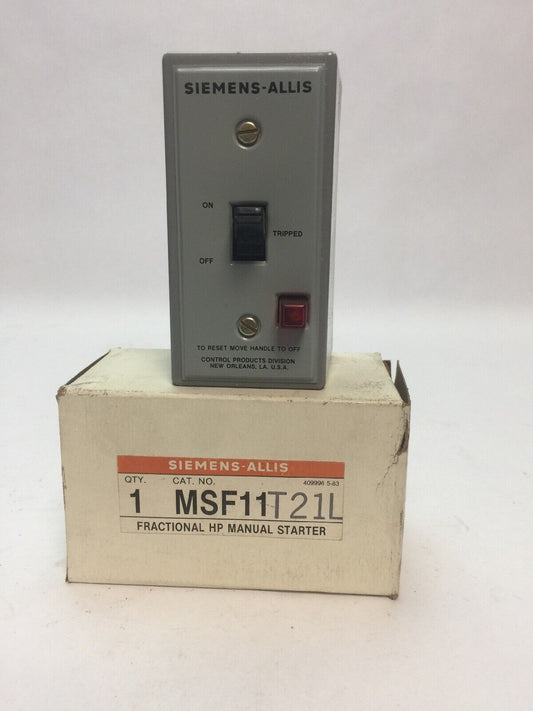 SIEMENS MSF11T21L FRACTIONAL HP MANUAL STARTER