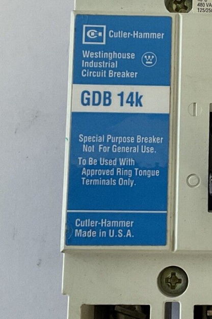 WESTINGHOUSE GDB 14K CIRCUIT BREAKER 15A 480VAC 3POLE 50/60HZ GDB3015