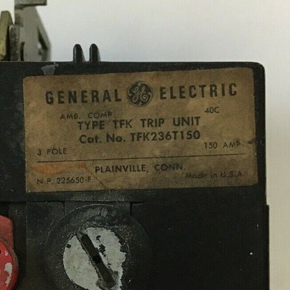GE TFK236T150 150AMP TYPE TFK 3POLE TRIP UNIT