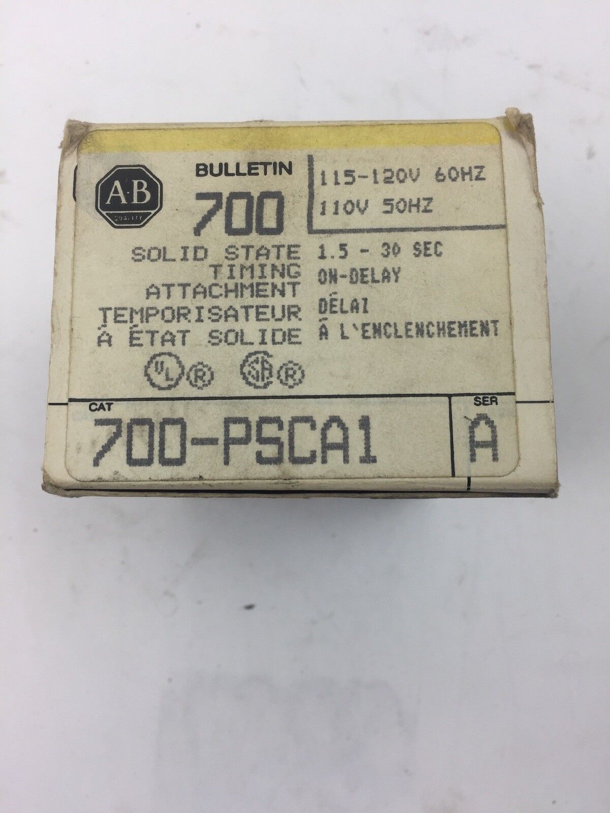 ALLEN BRADLEY 700-PSCA1 SOLID STATE TIMING ATTACHMENT 115-120V 60HZ 110V 50HZ