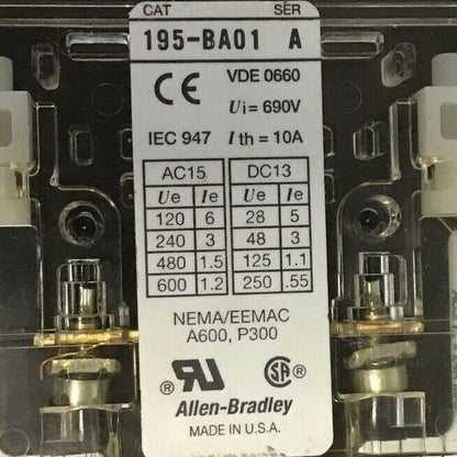 ALLEN BRADLEY 100-A24NZ*3 SER.B W/ 195-BA01 SER.A & 195-FA22 SER.A ***LOTOF2***