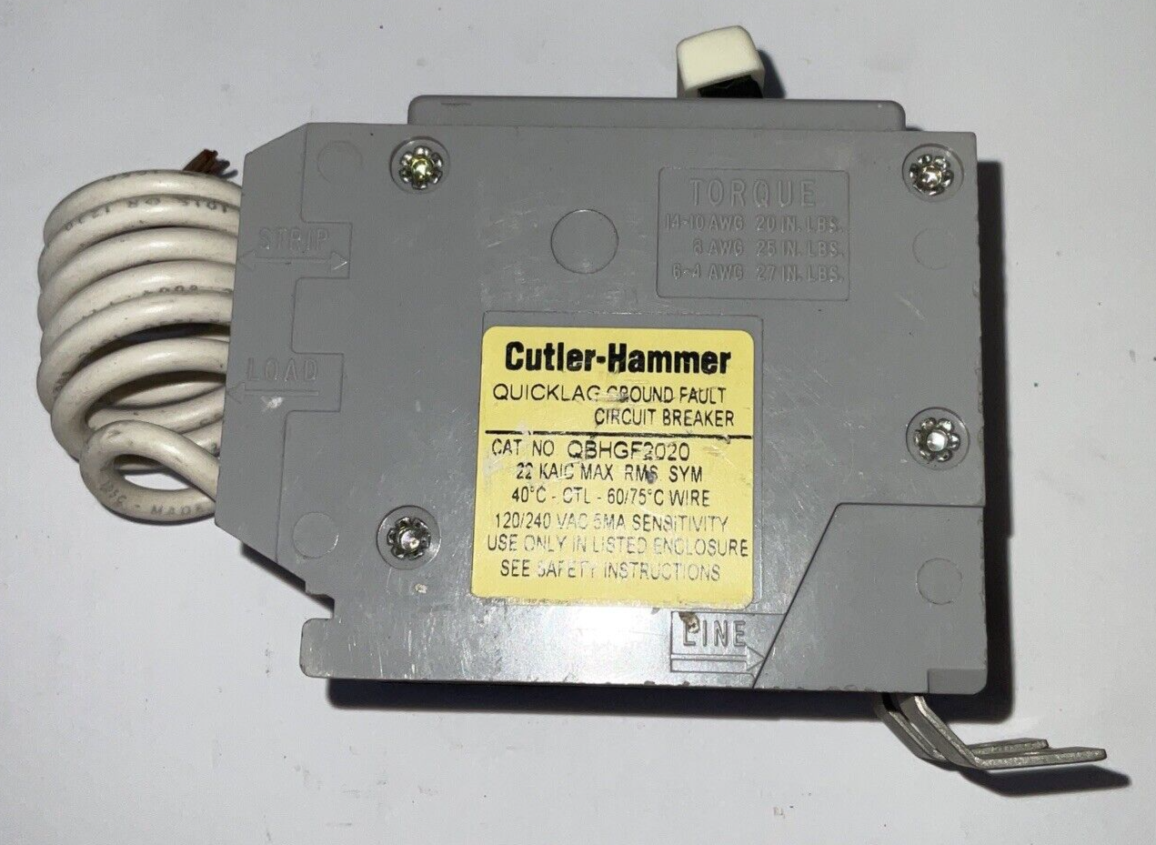 CUTLER HAMMER QBHGF2020 CIRCUIT BREAKER 120/240VAC 2POLE