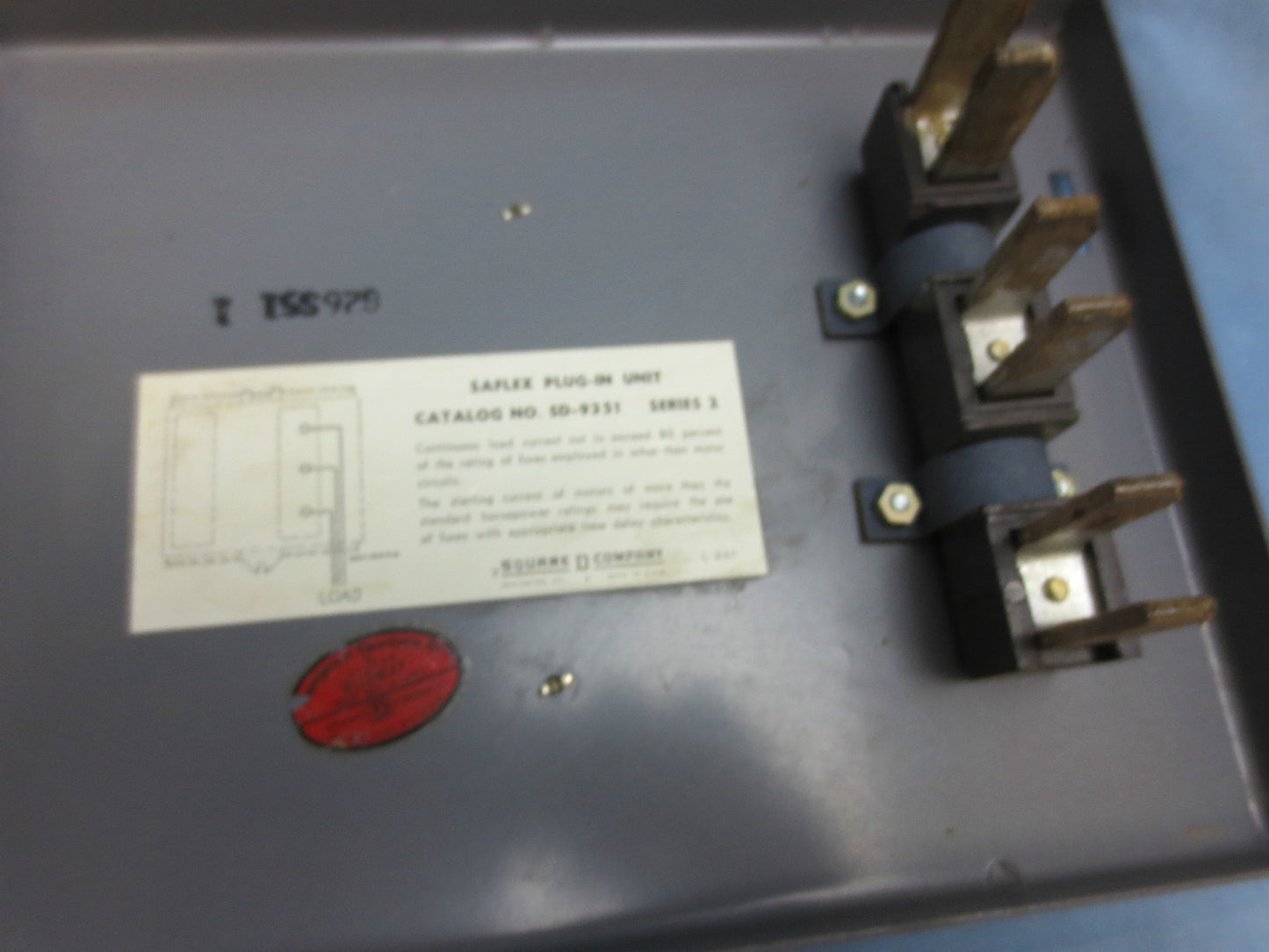 SQUARE D SD-9351 SAFLEX PLUG-IN UNIT - 30A, 3PH, 3WIRE, 240VAC FUSIBLE BUS PLUG