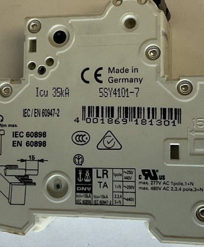 SIEMENS 5SY41 MCB C1 CIRCUIT BREAKER 230/400V W/5ST3010 CIRCUIT SWITCH