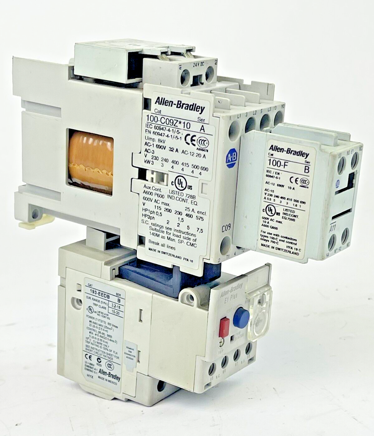 ALLEN BRADLEY -193-EEDB SER. B - 100-C09Z*10 A 25V -100-F B - 100-FSD250 A COMBO