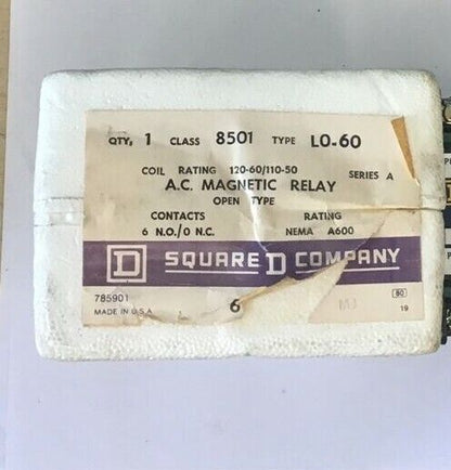 SQUARE D 8501 LO-60 AC MAGNETIC RELAY SER.A 120-60/110-50