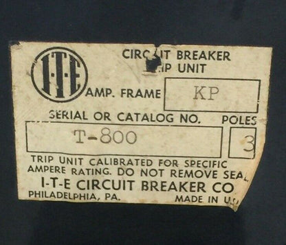 ITE HP3-T800 CIRCUIT BREAKER TRIP UNIT 800AMP 3POLE