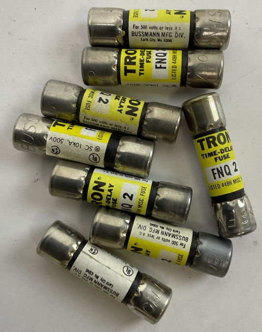 TRON FNQ2 TIME-DELAY FUSE 2AMP 50VAC (LOT OF 8)