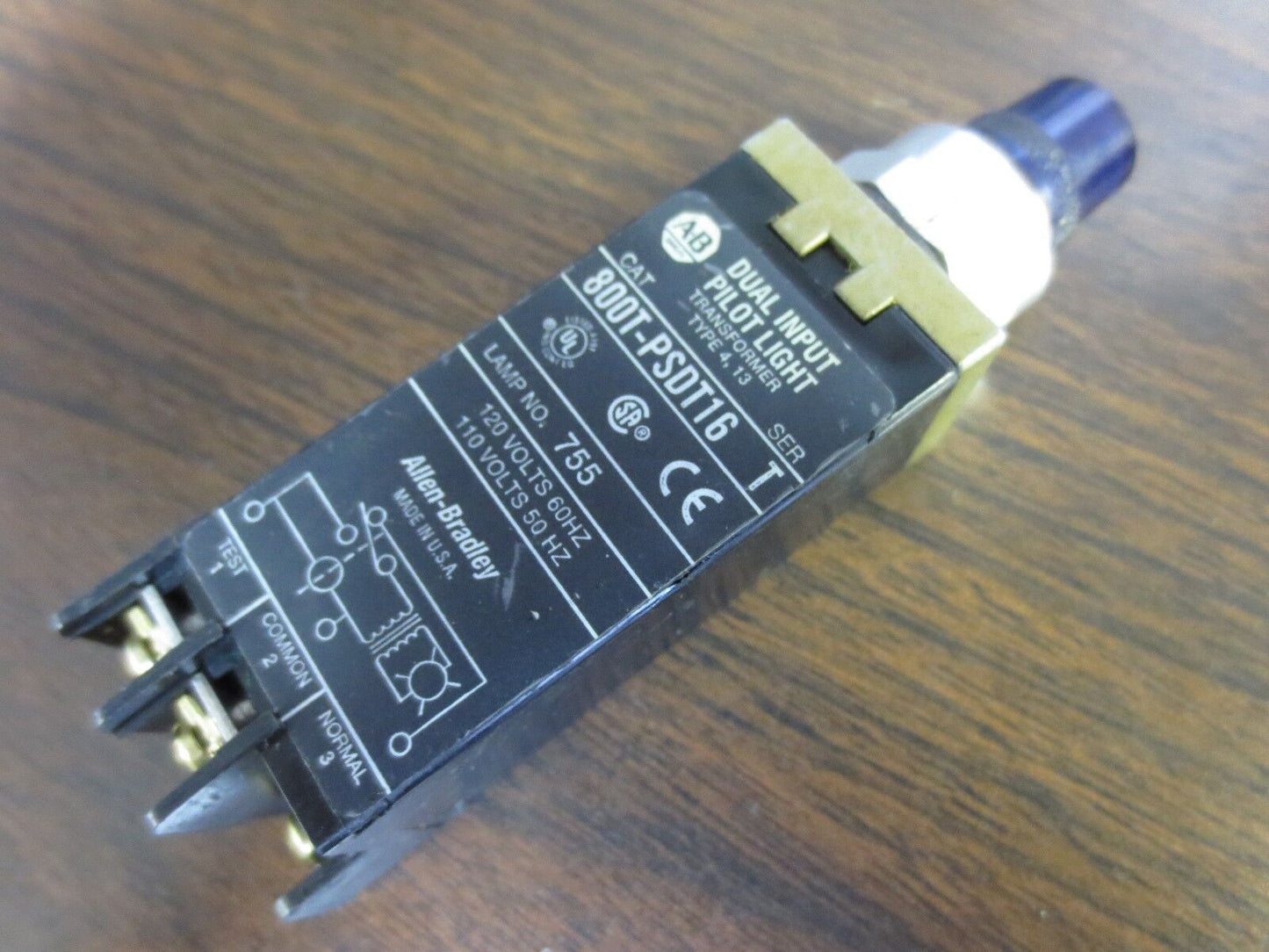 ALLEN-BRADLEY 800T-PSDT16 Ser. T DUAL INPUT PILOT LIGHT, BLUE LENS