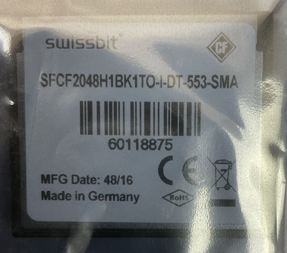 NORDSON 1034283 SWISSBIT SFCF2048H1BK1TO-I-DT-553-SMA COMPACT FLASH CARD