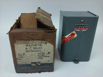 CUTLER HAMMER, 9575H2027, MAGNETIC A.C. RELAY,440V,60HZ,2P, SIZE 00, 9575H, NEW