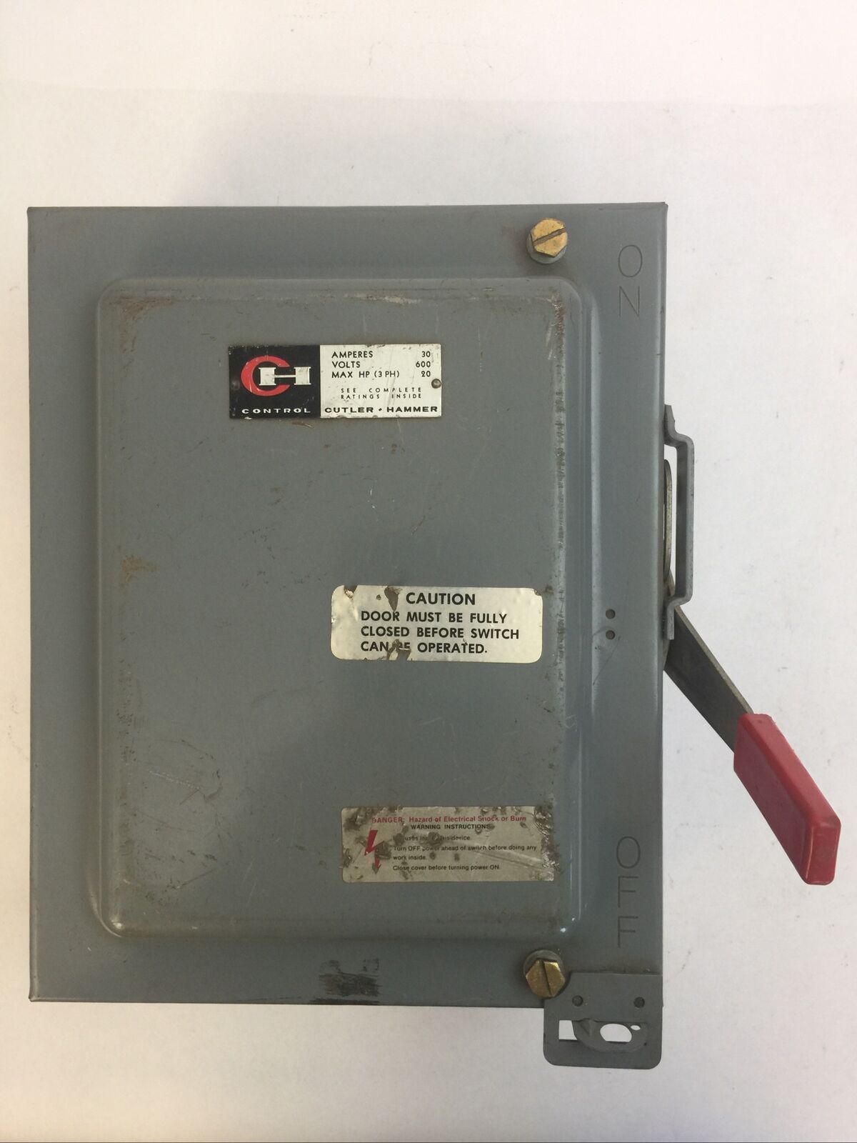 CUTLER HAMMER DH361UD NON FUSIBLE SAFETY SWITCH 30AMP 600VAC 250VDC 3POLE 20HP