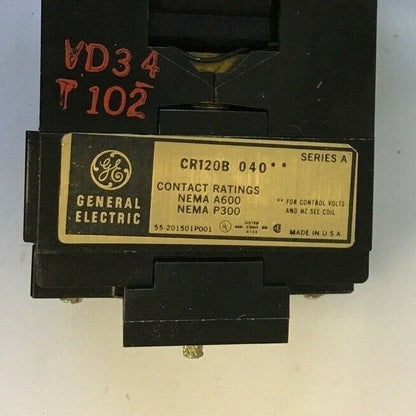 GENERAL ELECTRIC CR120B04002 IDUSTRIAL RELAY SER.A 115V 60HZ 10A