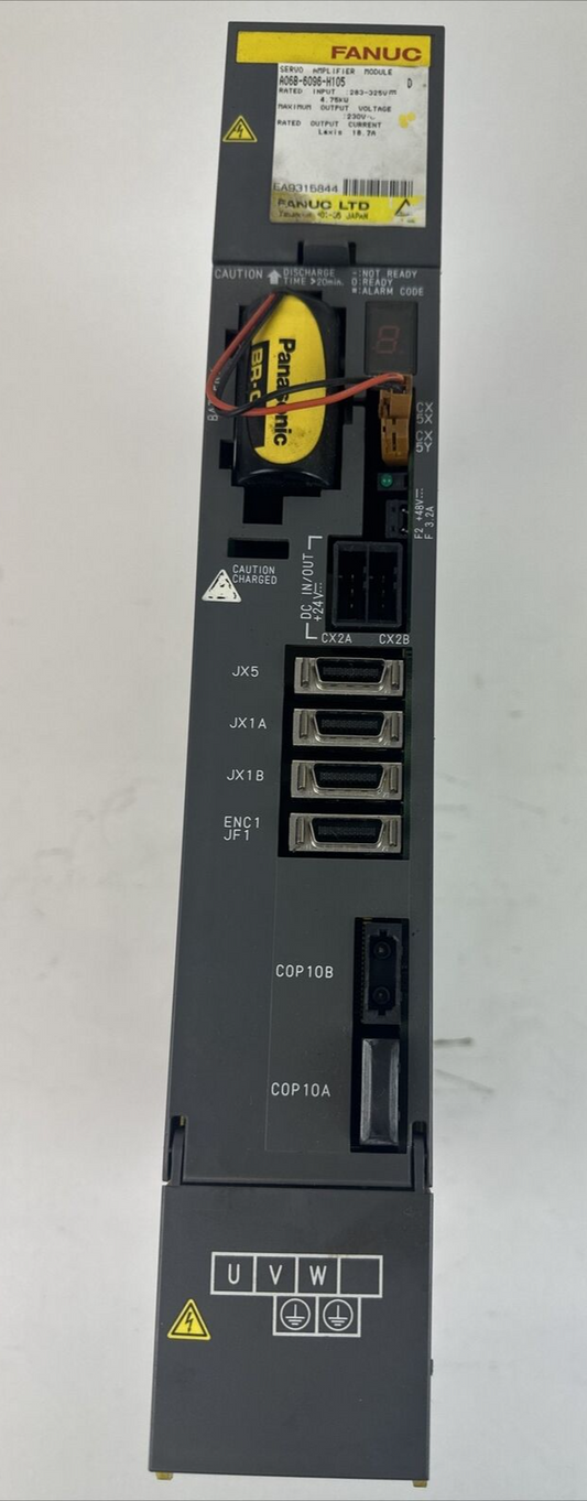 FANUC A06B-6096-H105 D SERVO AMPLIFIER OUTPUT 230VAC INPUT 283-325VDC