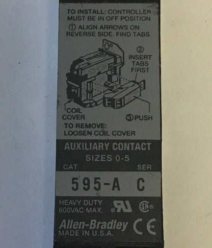 ALLEN BRADLEY 595-A SERIES C & 595-A SERIES B AUXILIARY CONTACT