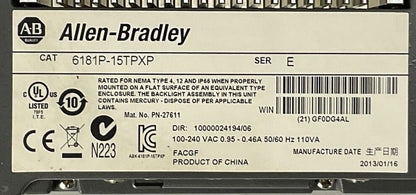 ALLEN BRADLEY 6181P-15TPXP SER E DIR 10000024194/06 1500P OPERATOR PANEL TOUCH