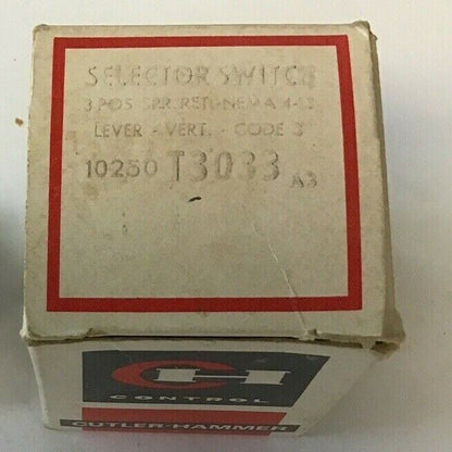 CUTLER HAMMER 10250T3033 SELECTOR SWITCH CODE3 3POS