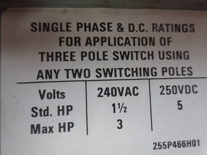 CUTLER-HAMMER FDPWT3211R FUSIBLE MISCELLANEOUS SWITCH - 30A, 240VAC
