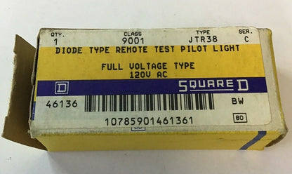 SQUARE D 9001 JTR38 DIODE REMOTE TEST PILOT LIGHT 120VAC SER.C